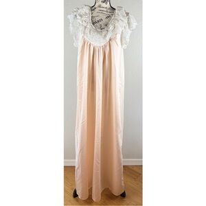 Lily of France Vintage 70s Nightgown Lace Detail Lingerie Peach Size Medium